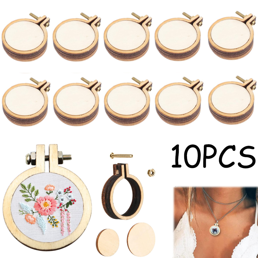Embroidery Hoop Stand - 10 개/대 나무 미니 자수 후프