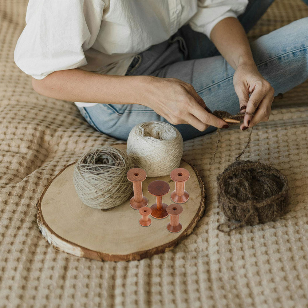 Embroidery Threads - 7개의 나무 보빈 세트, 공간 절약형,