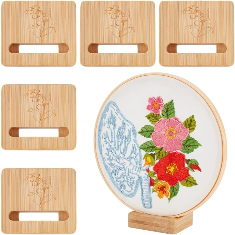 Embroidery Hoop Stand - 6개 자수틀 직사각형 디스플레이 스탠드 나무